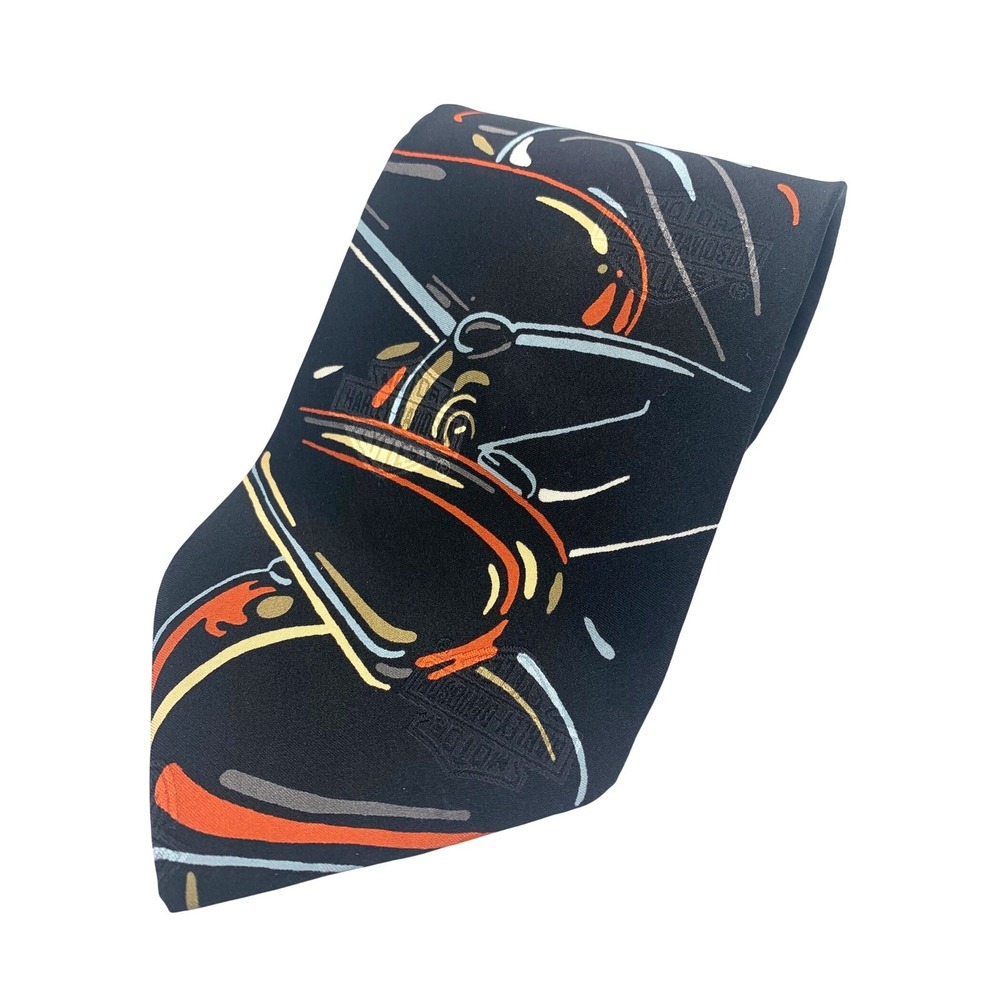 Ralph Marlin & Co. Harley Davidson Abstract Graphic Silk Necktie Mens Short 56"L
